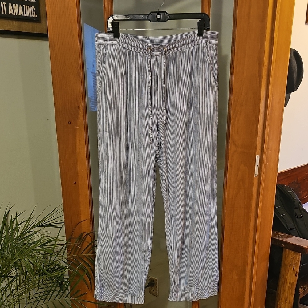 Rafaella Women's Striped Chinos in Blue and White